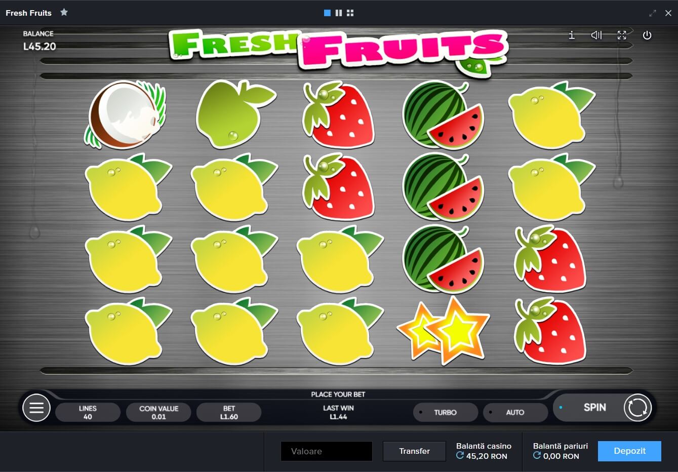 fresh fruits mozzart casino